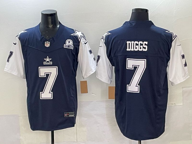 Men 2025 Nike Dallas Cowboys #7 Diggs Drak Blue 4th generation Limited NFL Jersey 01